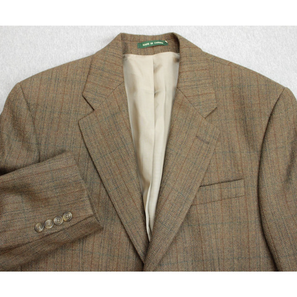 Lauren Ralph Lauren Blazer Mens 38S Herringbone 100% Wool Tweed 2 Buttons - Picture 1 of 12